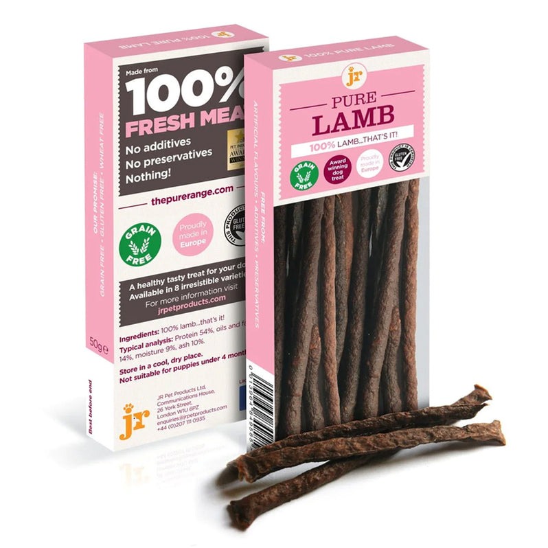 Pack of JR Pet Pure Lamb Sticks, 50g, made from 100% lamb