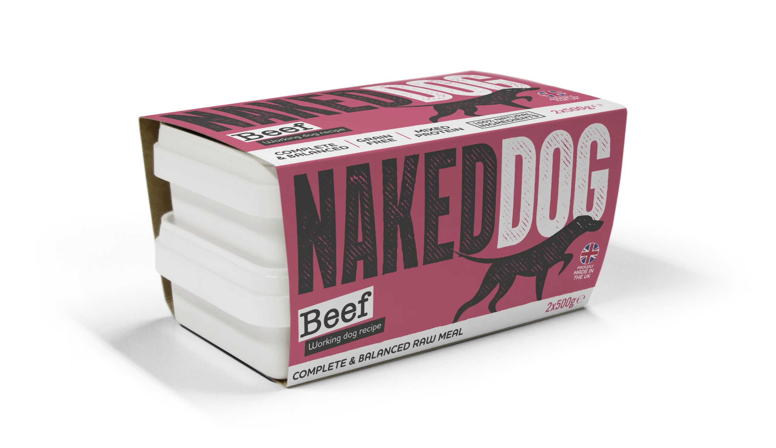 NAKEDDOG Original Working Dog Beef 2x500g, side of pack