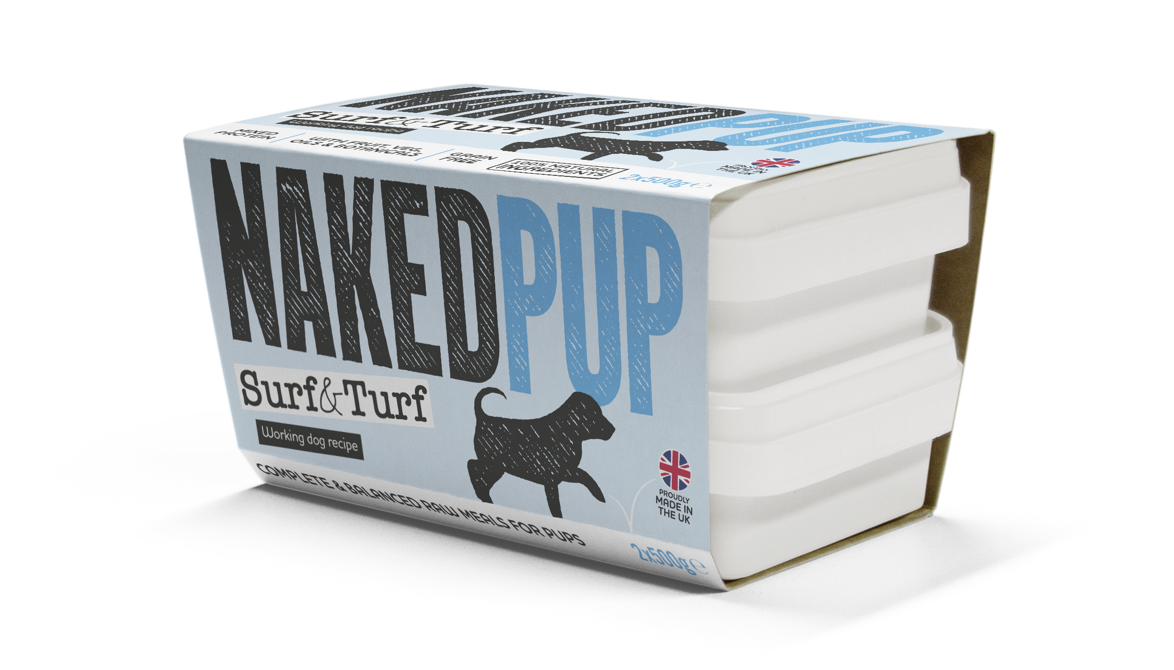 NAKEDPUP Puppy Working Dog Surf and Turf 2x500g