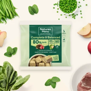 Natures Menu 80/20 Lamb Nuggets 1kg pack with lamb, green beans, peas and mint