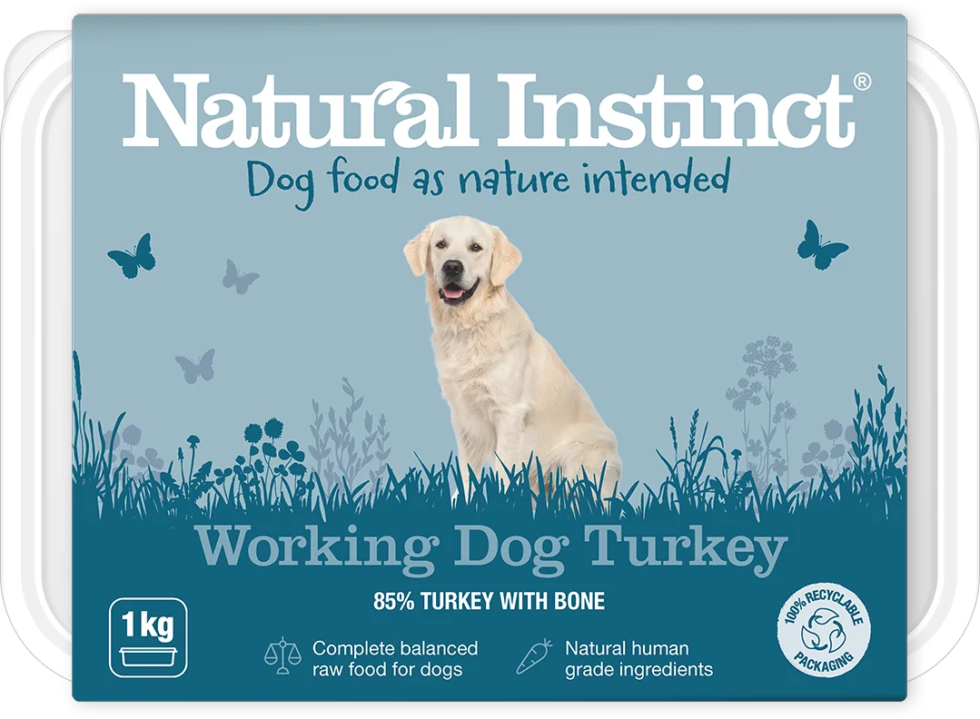 Natural Instinct Working Dog Turkey 1kg tub, front of pack