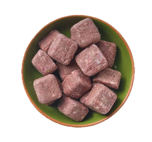 Bowl of Natures Menu raw turkey with venison nuggets