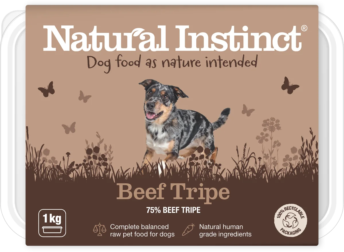 Natural Instinct Natural Beef Tripe 1kg tub, front of pack