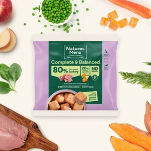 Natures Menu 80/20 Turkey Nuggets 1kg pack with turkey, sweet potato, apple and carrot